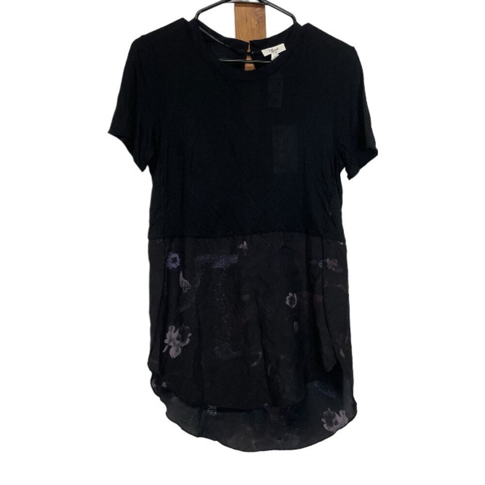 Wilfred Capucine Silk Split Side Black Hush Floral Blouse Size XS